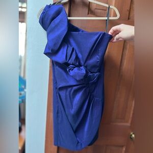 Jessica McClintock Formal / Prom purple one shoulder satin cocktail dress